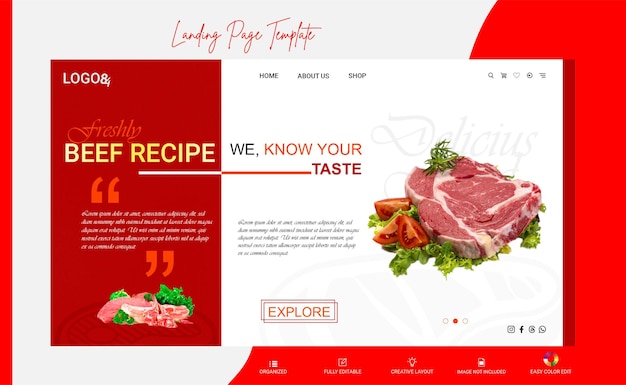 Ontwerp van de landingspagina van Delicious Food
