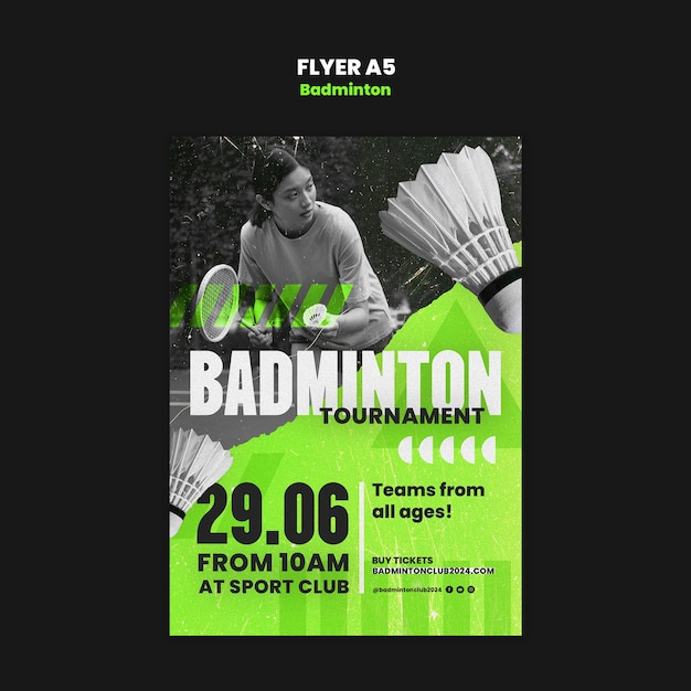 PSD ontwerp van een badminton sjabloon