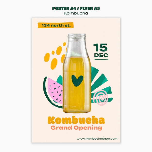 PSD ontwerp van een kombucha-sjabloon