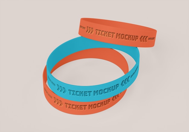 PSD ontwerp van een mock-up van een armbandticket