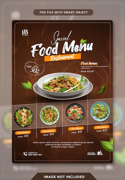 Ontwerp van een sjabloon voor een digitale bedrijfsmenu van een restaurant