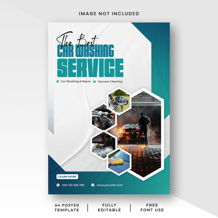 PSD ontwerp van een sjabloon voor een flyer of een poster voor een carwashservice
