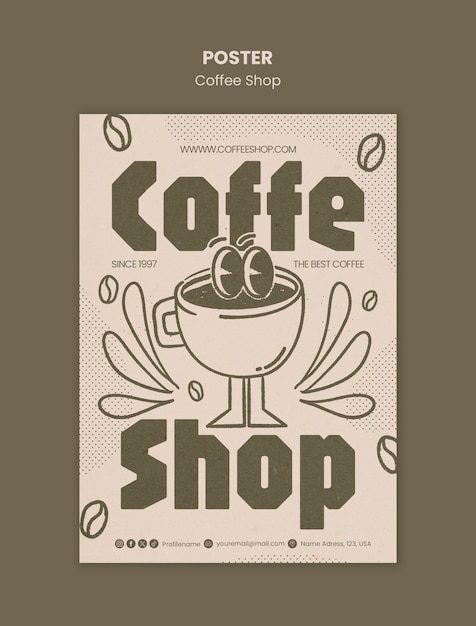 Ontwerp van een sjabloon voor een koffiewinkel
