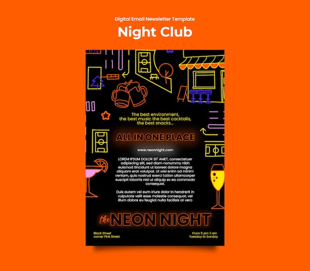 PSD ontwerp van een sjabloon voor een nachtclub