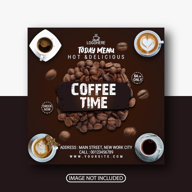 PSD ontwerp van flyers voor coffeeshops