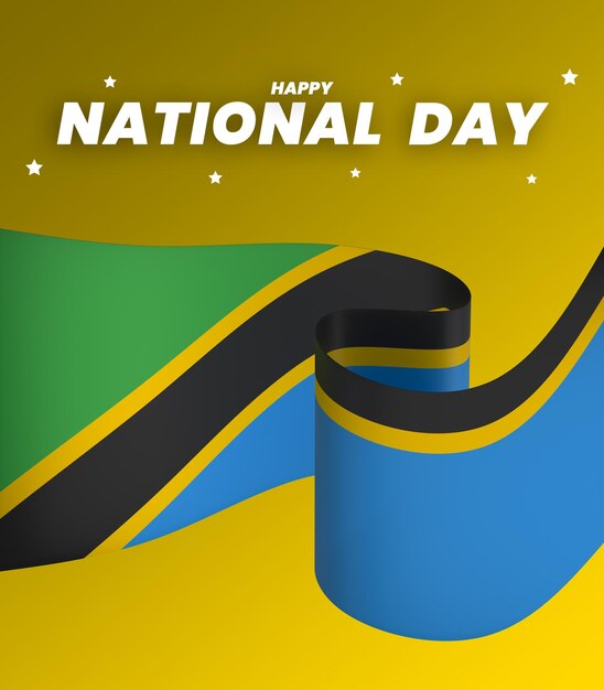 Ontwerp van het vlaggelement van tanzania nationale onafhankelijkheidsdag banner lint psd