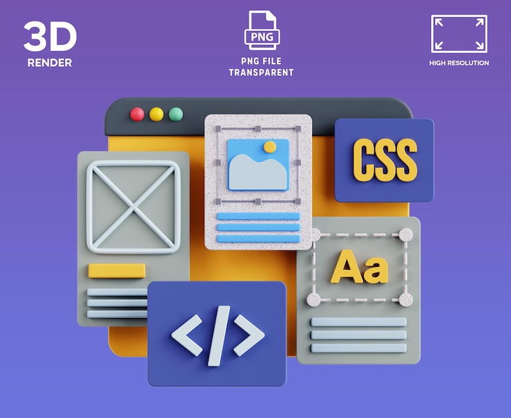 PSD ontwerp van webelementen 3d-objectillustratie