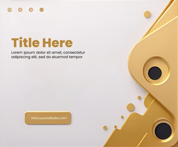 Ontwerp voor flyer-sjabloon met 3d abstract goud