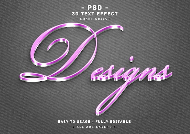 PSD ontwerpen 3d-paars tekststijleffect