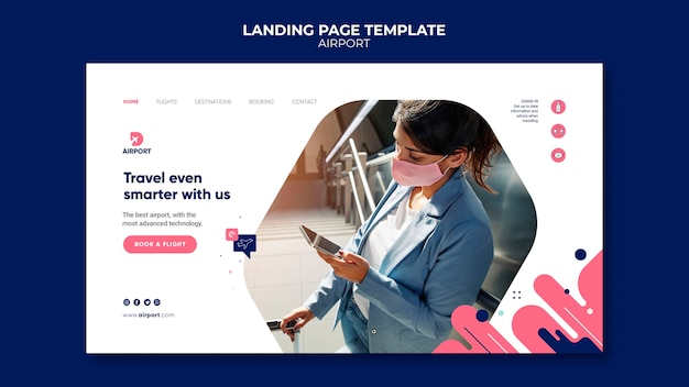 PSD ontwerpsjabloon voor bestemmingspagina op luchthaven