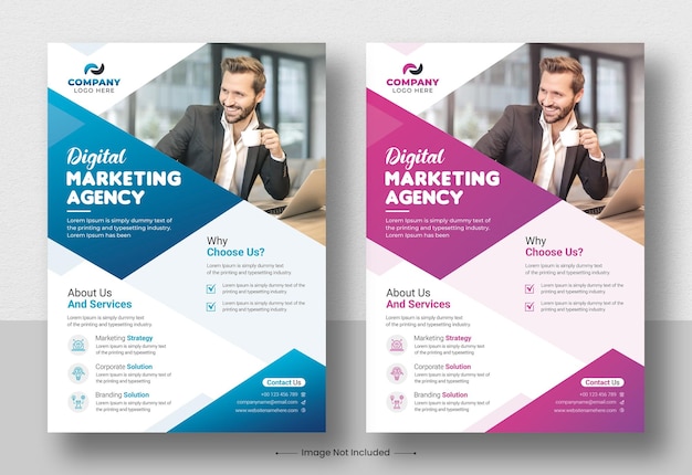 Ontwerpsjabloon voor digitaal marketingbureau zakelijke flyer brochure