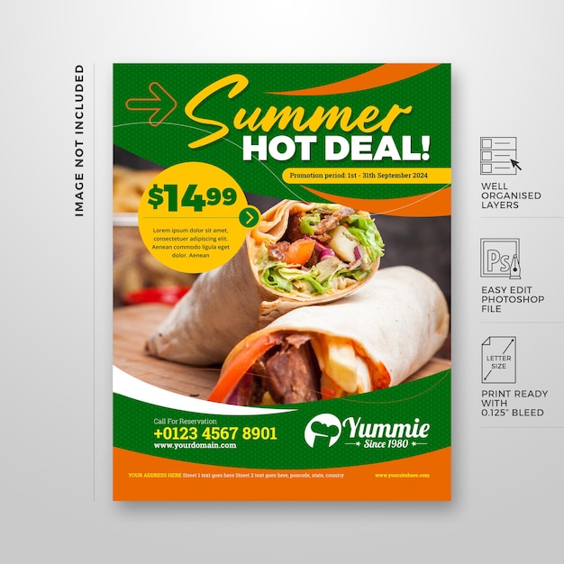 Ontwerpsjabloon voor professionele restaurantflyer