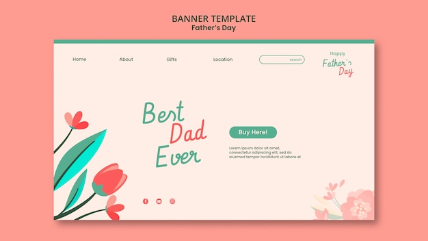 PSD ontwerpsjabloon voor vaderdag-bestemmingspagina