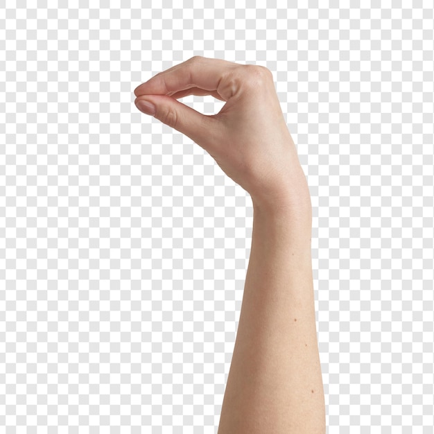 Onzichtbaar object met een hand op een doorzichtige achtergrond