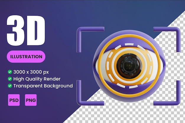 PSD oogherkenning 3d-pictogramillustraties