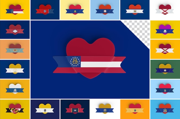 Oost-verenigde staten heart flags banners