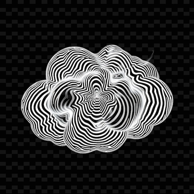 Op Art Cloud Optically Illuding With Geometric Patterns Repeating Lines and _Isolated_Neon_ObjectM