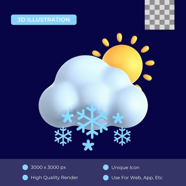 PSD opady śniegu w dzień 3d ikona