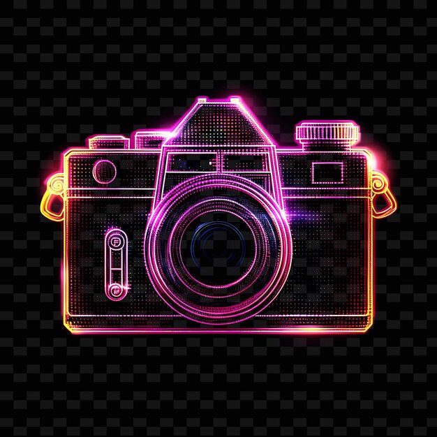 PSD opaque glittering glowing paperclip camera icon with pixel a outline y2k shape trending decorative