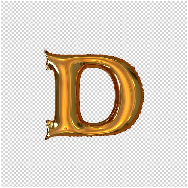 PSD opblaasbare gouden letter 3d-rendering uitknippad