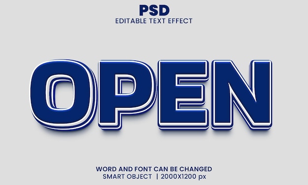 Open 3d bewerkbaar teksteffect premium psd met achtergrond