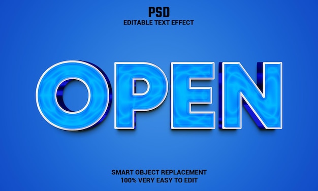 open 3d editable text effect with background premium psd