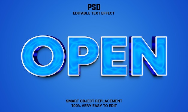 Open 3d editable text effect with background Premium Psd