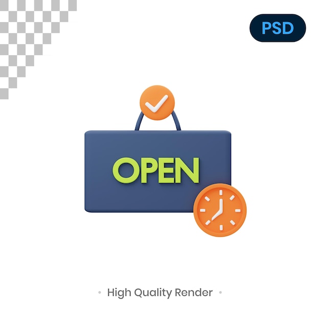 PSD open 3d render illustration premium psd