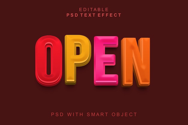 Open 3d text effect