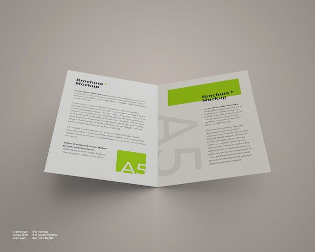 An open bifold brochure mockup