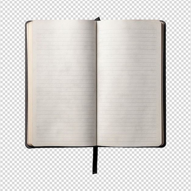 PSD open blank notebook isolated on transparent background