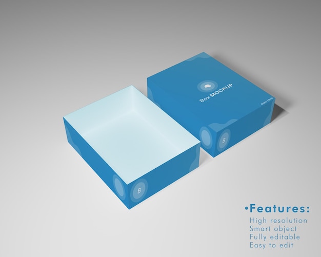 Open blue box mockup