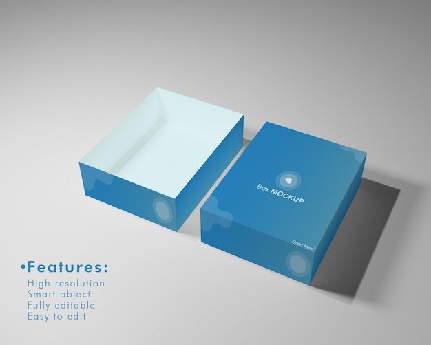 Open blue box mockup