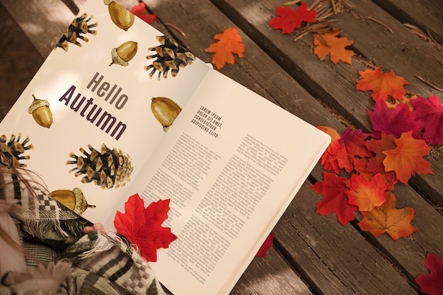 Open boek mockup met halloween-concept