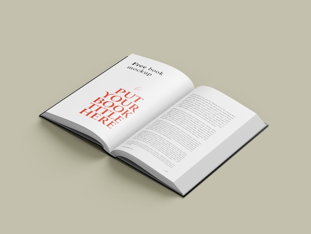 Open book mockup with blank pages for title and text