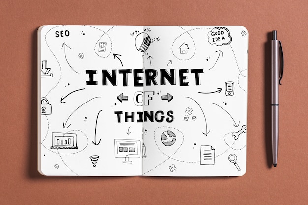 open book mockup with iot concept