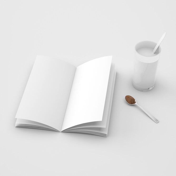 PSD open book and spoon with coffee