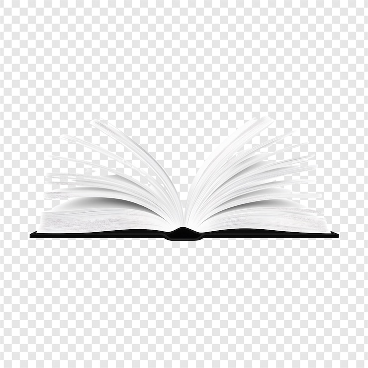 PSD open book with blank pages isolated on transparent background