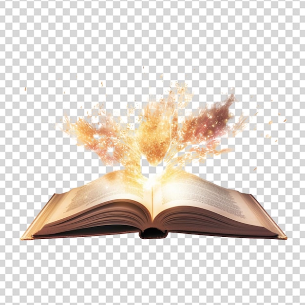 Open book with fairytale scene png transparent