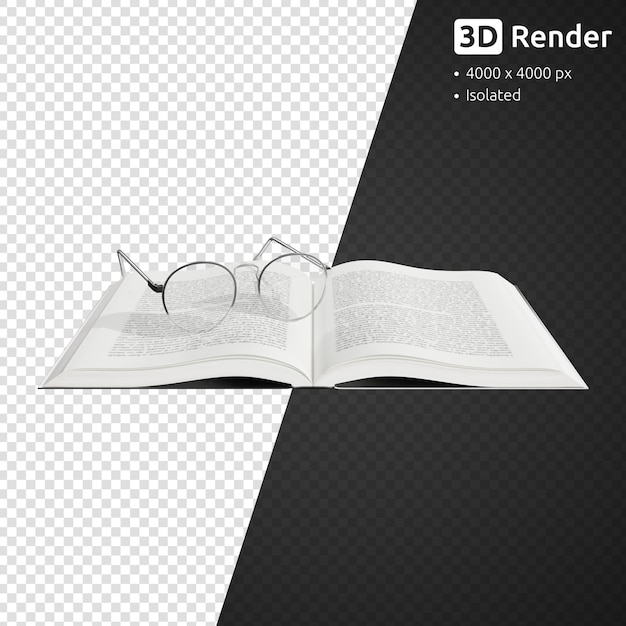 PSD an open book with glasses on it