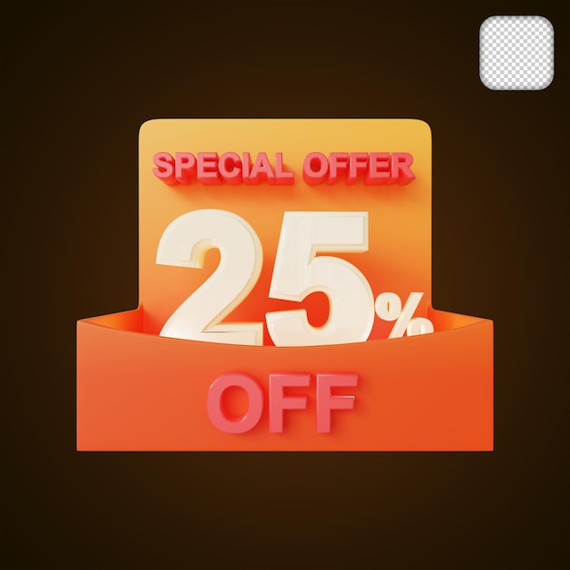 Open Box Special Offer 25 Percent 3d illustration