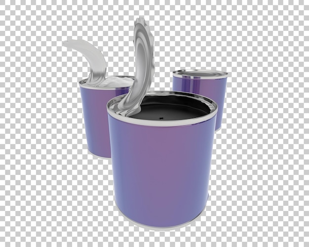 Open cans isolated on transparent background 3d rendering illustration