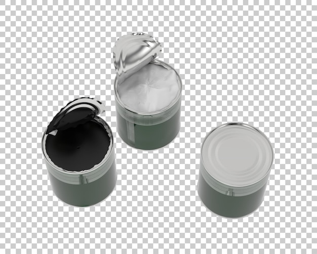 Open cans isolated on transparent background 3d rendering illustration