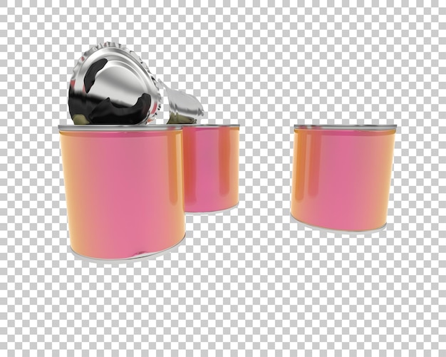 Open cans isolated on transparent background 3d rendering illustration