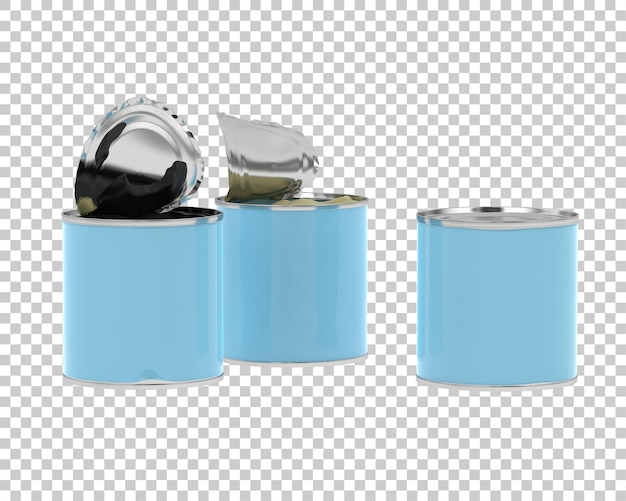 PSD lattine aperte isolate su uno sfondo trasparente illustrazione di rendering 3d