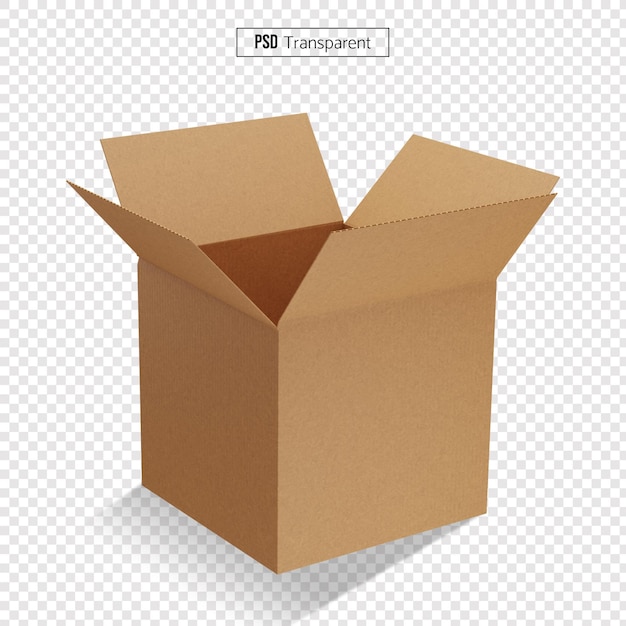 PSD open cardboard box 3d rendering packaging box icon