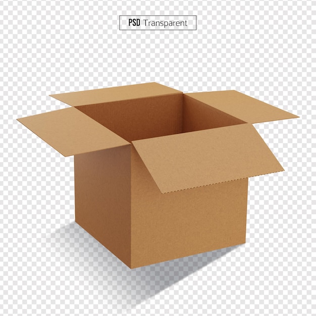 Open cardboard box 3D rendering Packaging box icon