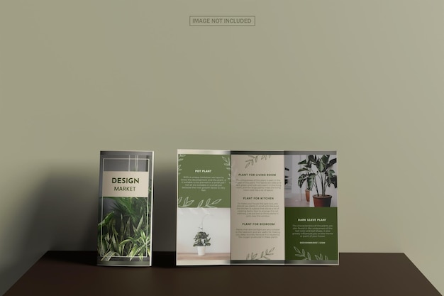 Mockup di brochure a tre ante apri e chiudi