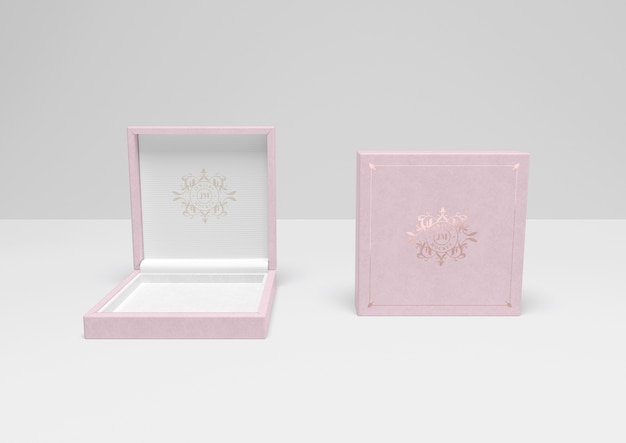 PSD open and closed pink gift box with cover