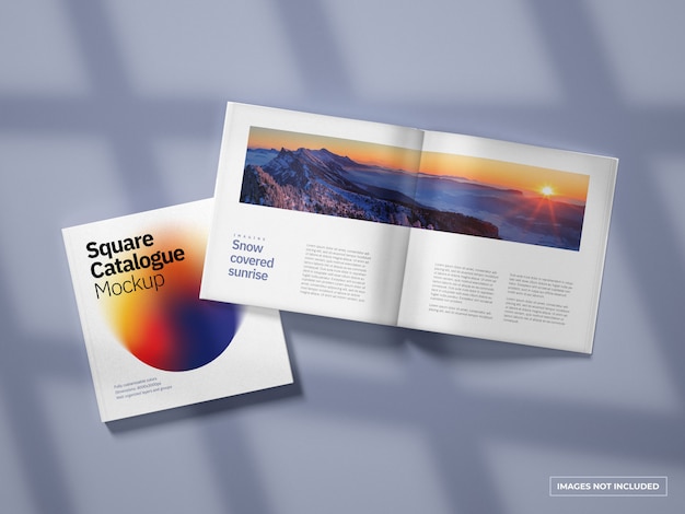 Open and closed square catalogue mockup